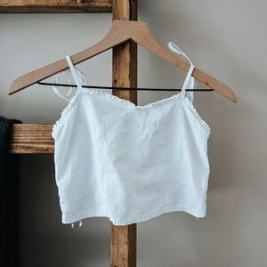 3/$20 Aerie White Smocked Tie-Strap Crop Cami (Size S)